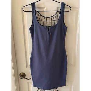 Haley & June Blue Purple Notched Neck Bodycon Mini Tank Dress Sz S Minimalist